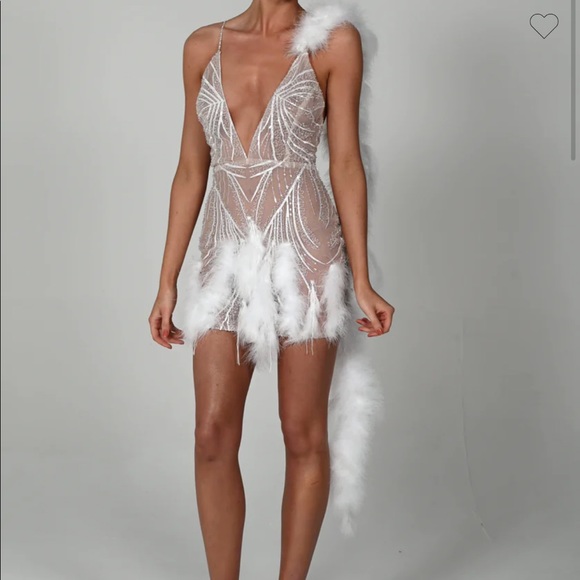 The dolls house-PEARLA DRESS - mini embellished feather dress - Picture 5 of 5